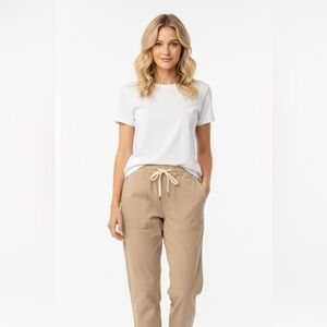 By together cotton linen blend drawstring pants size small with pockets